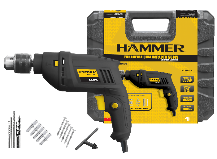 9 furadeira eletrica hammer 500w