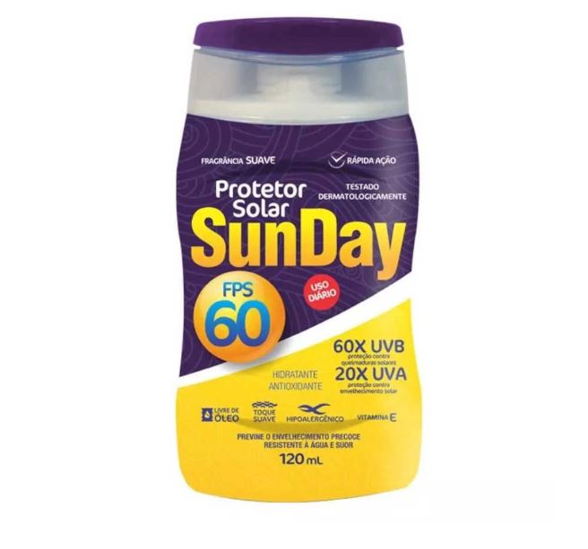 protetor solar fps 60 sunday 120 ml